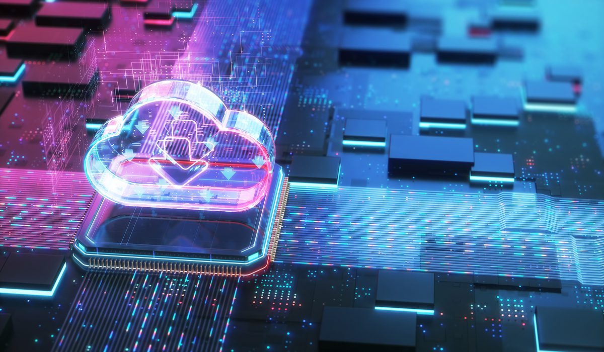 Futuristic cloud technology visualization